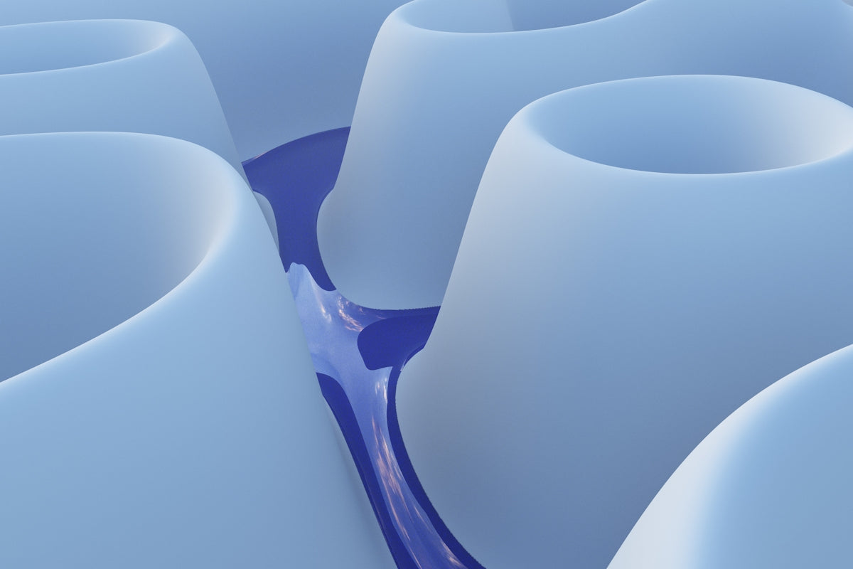 a blue liquid flowing out of a blue pipe