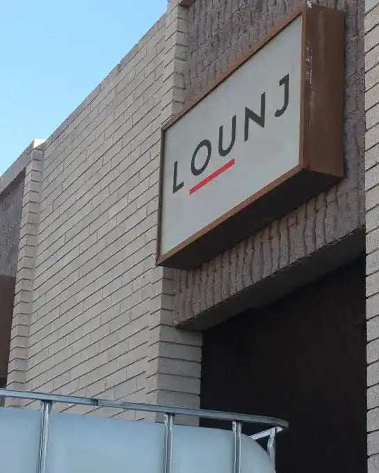 Rectangular business sign.