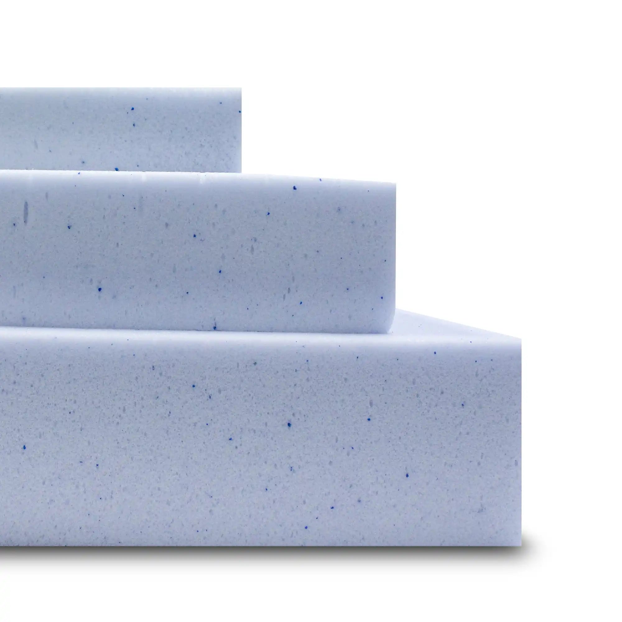 Stacked blue foam blocks.