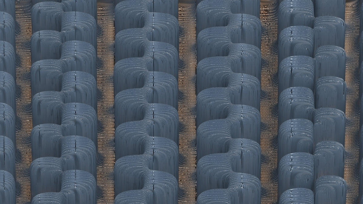 a group of blue vases sitting next to each other